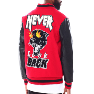 Premium Mens Varsity Letterman <b>Jacket</b> With Embroidered Patches Wool Blend Fabric And Leather Look Sleeves Perfect For Casual - Product Image 2