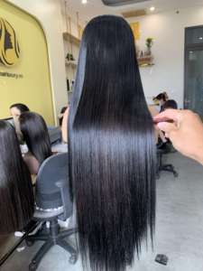 Perruque en cheveux humains 100% naturels, vierges, Remy vietnamiens, soyeux, lisses, ondulés, couleur personnalisée, avec frange, extensions de cheveux en mèches - Product Image 2