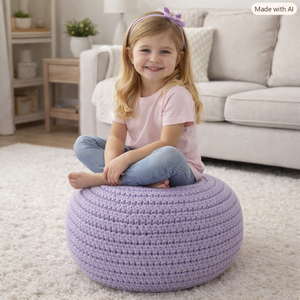 Modern Crochet Pouf Ottoman Purple Fabric Soft Round <b>Stool</b> Living Room Furniture Home Decor Scandinavian Style - Product Image 1