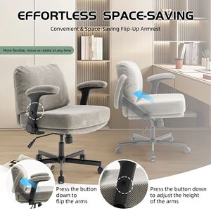 Chaise de bureau Criss Cross avec accoudoirs rabattables, tissu confortable, siège large réglable et coussin épais, roulettes incluses - Product Image 6