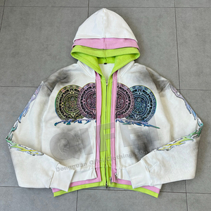 Chaqueta con cremallera personalizada, corte oversize, con triple capa de algodón grueso, estilo streetwear, corte boxy, capucha con cremallera, alta calidad - Product Image 2