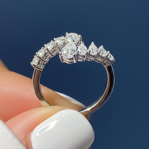 Anillo de Diamante Cultivado en Laboratorio de 3.50CT, Oro de 14K, Corte Pera, Chapado en Rodio, Anillo de Aniversario para Mujer, Regalo de Boda para Ella, Anillo de Diamante Personalizado - Product Image 1