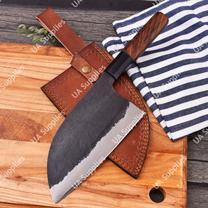 Cuchillo de carnicero serbio de acero inoxidable forjado de alta resistencia, ambidiestro, ergonómico, con mango de palisandro, para cortar carne pesada, estilo vintage. - Product Image 6