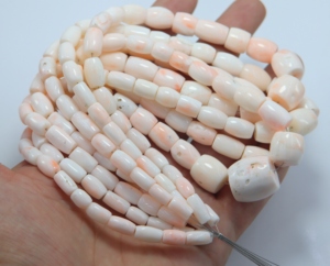 Perles tubulaires en corail rose naturel japonais, lisses, en pierre précieuse, brin de 17 pouces pour la fabrication de bijoux - Product Image 2