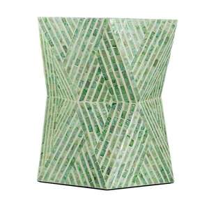Stacked Geometric Pattern Shell Inlaid <b>Stools</b> Mother of Pearl Natural Green Shell Mosaic Nightstand For Home Interior Styling - Product Image 4
