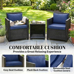 Set da Giardino a 3 Pezzi Blu Scuro per Terrazza e Taverna - Product Image 2