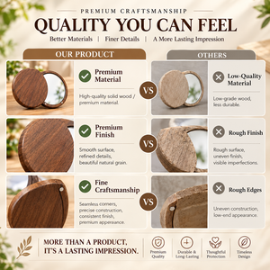 WEWOOD Custom Modern Durable Natural Wood Round <b>Pocket</b> <b>Mirror</b> Portable Folding Compact Hand <b>Mirror</b> - Product Image 3