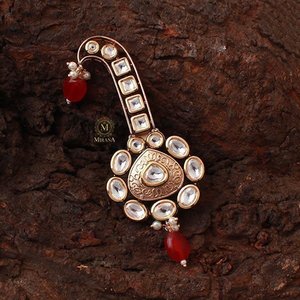 Aayush Ruby Pearl Polki Designer Kalangi Fashion Brooch - Product Image 1