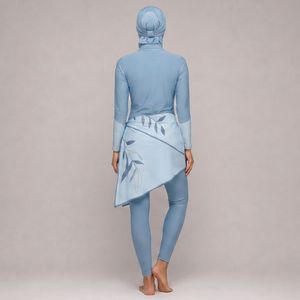 Ensemble Burkini Modeste 4 Pièces Couleur Unie Manches Longues Style Islamique avec Pantalon Maillot de Bain Musulman Burkinis Islamiques - Product Image 2