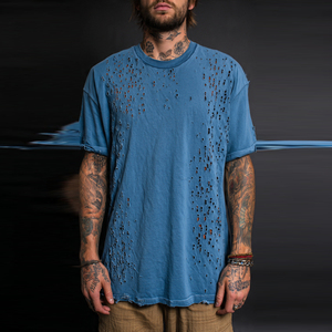 T-shirts légers déchirés pour hommes à manches courtes coupe-vent avec trous – Collection Printemps - Product Image 4