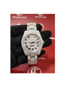 Montres mécaniques en acier inoxydable glacées pour hommes pour femmes haut de gamme luxe Bling Full Diamond Watch VVS Moissanite Hip Hop - Product Image 1