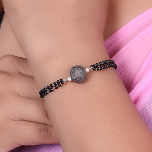 Natural Black <b>Top</b> Selling Latest Design Bead Bracelet Sterling Silver <b>Beaded</b> Women and Girls Sterling Silver Bracelet Jewelry - Product Image 2
