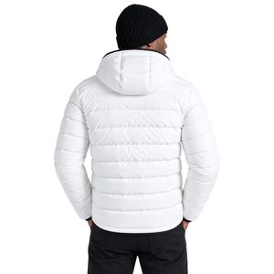 Blouson matelassé blanc pour homme avec capuche, veste d'hiver chaude décontractée à fermeture éclair sur le devant - Product Image 2