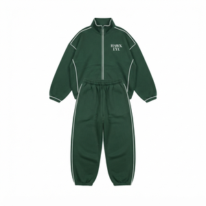 Ensemble de survêtement en molleton vert pour femme Hawk Eye, manches longues, coupe ample, sportif, toutes saisons, col montant, ensemble 2 pièces - Product Image 6