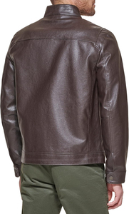 <b>Men</b> Genuine Leather Slim Vintage Custom Logo Stand Collar Zip-Up Bomber Style Quilted Lined <b>Summer</b> Waterproof Breathable - Product Image 3