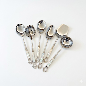 Mother of Pearl Cutlery Set Stainless Steel Flatware Vintage <b>Victorian</b> Style Silver Plated Shell Handle Tableware Set For Sale - Product Image 3