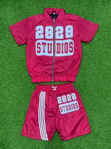 Conjunto de Sudadera con Capucha y Pantalones Cortos con Cremallera Personalizado, Bordado Desgastado, Parche, Lavado Ácido y Pedrería para Hombre - Product Image 6