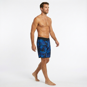 Shorts de Baño para Hombre con Estampado de Camuflaje Azul, Secado Rápido, Cintura con Cordón Ajustable, Traje de Baño Casual para Playa - Product Image 4