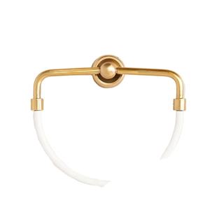Gold and White Two Tone Towel Ring in Metal Wall Mount Towel Holder for Home Hotel Villas Bathroom Kitchen Hanging Use Ring - Product Image 1