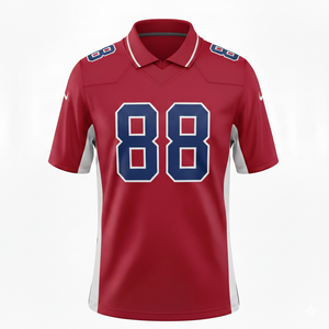 ชุดแข่งขันวาร์ซิตี้: เสื้อฟุตบอลแบบเรียบสีแดงสดพร้อมปกเสื้อ - Product Image 2