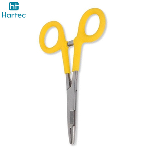 Pince de pêche jaune vif en acier inoxydable avec revêtement en caoutchouc, à mâchoires droites, type hémostatique, pour l'extraction profonde des hameçons - Product Image 4