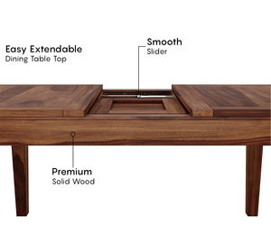 Ensemble de salle à manger extensible 6 places avec banc, finition miel, en bois de Sheesham, table à manger traditionnelle sculptée à la main - Product Image 4