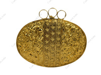 Pochette de soirée ovale de luxe en nacre, style mode estivale indienne, avec triple anse en laiton artisanal, sac de déclaration pour soirée