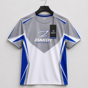 T-shirt de performance personnalisé pour homme, bleu poudré et blanc-doré, nouvelle conception ZIAKOT - Product Image 2