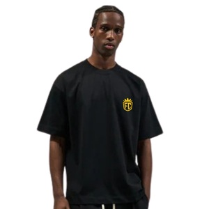 T-shirt noir décontracté pour homme, coupe ample, manches courtes, col rond, coton, style streetwear minimaliste, idéal pour l'été, confort quotidien - Product Image 5