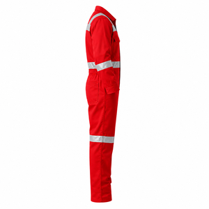 Combinaison de travail industrielle haute visibilité ignifuge rouge avec bandes réfléchissantes, coupe-vent et robuste pour mécanicien - Product Image 5