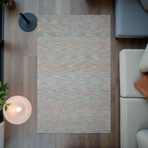 Alfombra de Lana Hecha a Mano con Base de Látex, Diseño Moderno y Abstracto con Patrón de Hojas en Beige y Azul, Alfombra de Diseño para Sala de Estar - Product Image 6