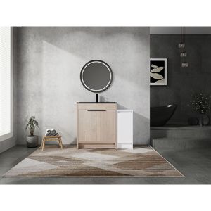 Mobile Bagno Freestanding da 42 Pollici con Lavabo in Ceramica Nera, Armadietti Contenitori e Ante con Chiusura Ammortizzata - Set Combinato 02430+0312 - Product Image 2