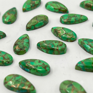 Turquoise vert cuivré, cabochon long en forme de poire, pierre précieuse non montée pour la création de bijoux - Product Image 4