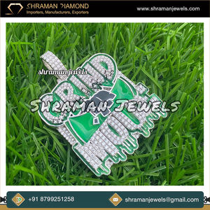 SHRAMAN Hip Hop 925 <b>Silver</b> Lab Grown Diamond Enamel Custom 3D Name <b>Necklace</b> Big Pendant Charms Rhodium Plated Fine Jewelry - Product Image 4