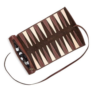Juego de Backgammon Enrollable de Cuero con Dados y Fichas, Juego Portátil para Dos Jugadores - Product Image 2