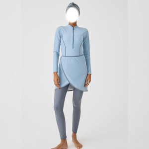 Traje de Baño Musulmán Premium 2026 para Mujer, Completamente Cubierto, de 2 Piezas, Estampado, Burkini Islámico, Corte Alto, Cremalleras Delanteras - Product Image 1