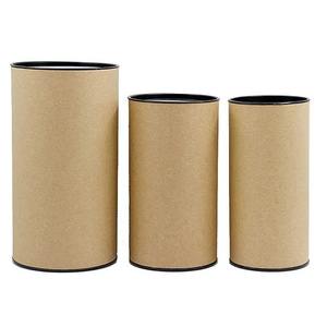 Boîte cylindrique personnalisée avec logo, emballage en tube de papier biodégradable, boîtes rondes en kraft écologiques avec couvercles en plastique - Product Image 1