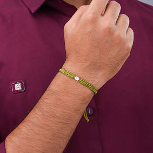 Pulsera de Lujo Ajustable para Mujer, con Diamante Ovalado CVD Cultivado en Laboratorio, Oro 14K, F VVS VS, Baño de Rodio, Cordón de Macramé Color Granate - Product Image 3