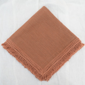 Flax Linen Napkin with Handmade Fringe <b>Edge</b> Rustic Boho Table Linen Fashionable Reusable Eco Friendly Luxury Dining Napkin - Product Image 1