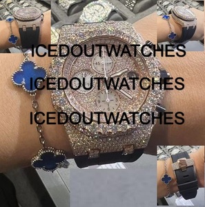 Montre pour homme sertie de moissanite avec boîtier en acier inoxydable, bracelet en moissanite, résistance à l'eau 10 bars, fermoir de bracelet, style hip-hop - Product Image 2