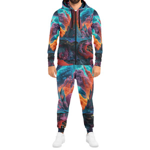 Men's Custom Sublimation Print Winter 2-Piece Hooded Heavyweight Streetwear <b>Tracksuit</b> Full Sleeve T-Shirts Elastic Waist - Product Image 1