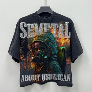 Wholesale DTG Printed Men's Custom <b>T</b>-<b>Shirt</b> 100% Cotton Acid Washed <b>Black</b> Band Printing Short Sleeves <b>Long</b> Oversized Knitted - Product Image 2