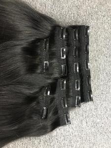 Doble dibujado 150g Raw vietnamita Color negro Remy grado recto Clip-en extensiones de cabello humano directo de fábrica al por mayor - Product Image 3