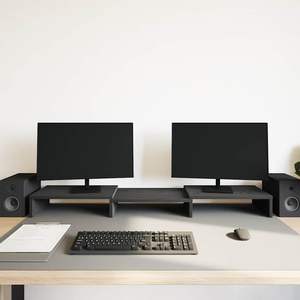 Soporte Ajustable para Monitor de Roble Negro de 80x24x10,5 cm, Soportes y Estantes para Monitor - Product Image 3