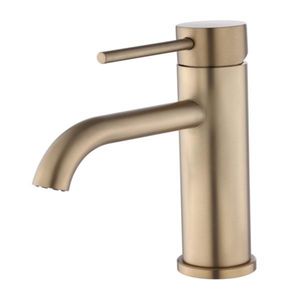Rubinetto da Bagno Monocomando in Acciaio Inox T10 Oro Spazzolato, Miscelatore Lavabo con Foro Singolo, Non Spedibile nei Fine Settimana - Product Image 1