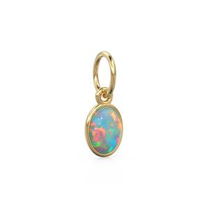Colgante de Oro Sólido con Cabujón Ovalado de Ópalo Etíope / Gema de Fuego Arcoíris Hecha a Mano / Joyería de Oro Amarillo Sólido de 14k - Product Image 3