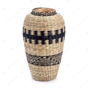 Vietrustic Vintage <b>Black</b> Floral Vase Seagrass Vase For <b>Table</b> Décor Plant Vase - Product Image 5