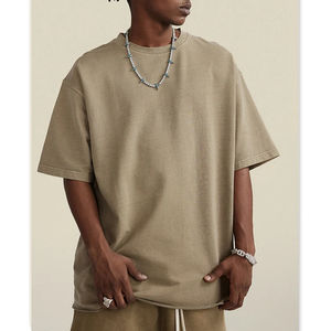 T-shirt Homme Coupe Classique Personnalisable avec Logo 2026 – Coton Bio Tricoté Épais, Col Rond Côtelé, Épaules Tombantes, Style Streetwear Urbain - Product Image 5