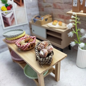 ถาดหวายสานพร้อมเมล็ดกาแฟขนมปังดอกไม้ของเล่นเฟอร์นิเจอร์1:12ขนาดเล็กสำหรับตกแต่งบ้านตุ๊กตา - Product Image 4