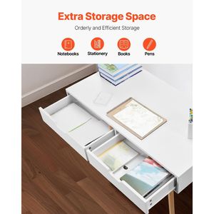 Semplice legno bianco rettangolo MDF studio tavolo di stoccaggio per bambini camera da letto cassetti in legno piccola scrivania per disegnare mobili da ufficio - Product Image 4
